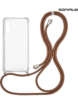Sonique Armor Clear Θήκη Σιλικόνης με Κορδόνι (Honor 20 / Nova 5T) Καφέ