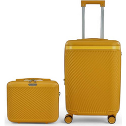 Σκληρή Βαλίτσα Καμπίνας 55x35x22 με Επέκταση +5cm & Νεσεσέρ Ταξιδίου 30x15x25 Forecast LCDQ-04/20-set2. - Κίτρινο