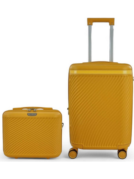 Σκληρή Βαλίτσα Καμπίνας 55x35x22 με Επέκταση +5cm & Νεσεσέρ Ταξιδίου 30x15x25 Forecast LCDQ-04/20-set2. - Κίτρινο