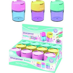 Keyroad Pastel Διπλή Μεταλλική Ξύστρα 2 Οπών με Δοχείο (Διάφορα Χρώματα) 1τμχ