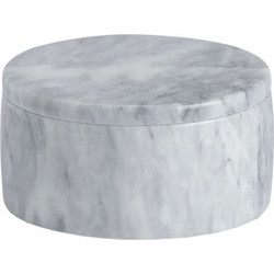 Διακοσμητικό Δοχείο Με Καπάκι AH-AX24145 Φ12,5x6cm Marble White Andrea House Μάρμαρο