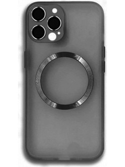 Back Cover Σιλικόνης με MagSafe και Προστασία Κάμερας για iPhone 13 Pro Max Διάφανο Μαύρο
