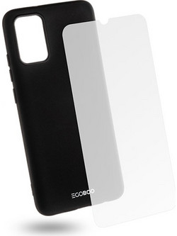 EGOBOO backcover for Samsung A02s, Black + Tempered Glass