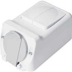 SOCKET+TWO BUTTON ONE WAY SWITCH 16 250V, IP44 - 190217