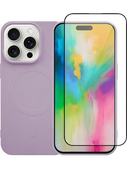 Redshield iPhone 16 Pro Max Silicone Case with MagSafe & Tempered Glass Purple Σετ - Θήκη Κινητου & Προστατευτικό Οθόνης