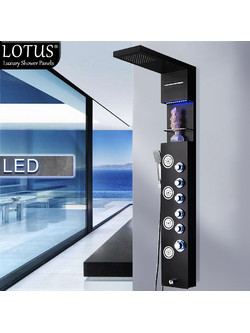 ΣΤΗΛΗ ΝΤΟΥΣ ΥΔΡΟΜΑΣΑΖ LOTUS(R) 154x57x23 . ΜΕ LED & ΡΑΦΙ Black Mat-Μαύρο Ματ 8 ΕΞΟΔΩΝ | Tokyo 600BL/M |