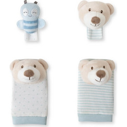 Interbaby Σετ Καλτσάκια & Περικάρπια Κουδουνίστρες 4τμχ Bear - Blue