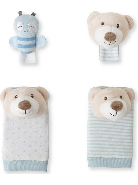 Interbaby Σετ Καλτσάκια & Περικάρπια Κουδουνίστρες 4τμχ Bear - Blue