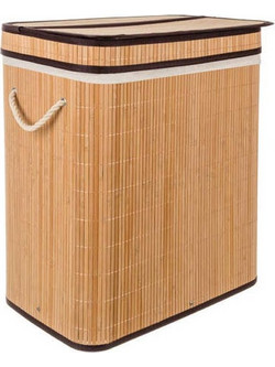 Bamboo Καλάθι Απλύτων με 2 διαμερίσματα, Χωρητικότητας 100lt, 60x5x35 cm - Aria Trade