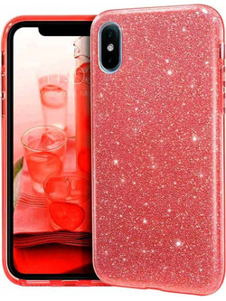 Θήκη Back Cover Θήκη Σιλικόνης Glitter για iPhone Xs Max Κόκκινο