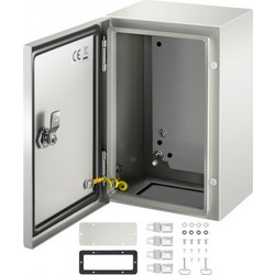 VEVOR Ατσάλινο Κουτί NEMA 4X 12x8x6'' IP66 Αδιάβροχο & Ανθεκτικό στη Σκόνη, με Πλάκα Στήριξης DQXJSTCFS30X20X15V0