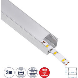 GloboStar(R) SURFACE-PROFILE 70867-3M Προφίλ Αλουμινίου - Βάση & Ψύκτρα Ταινίας LED με Λευκό Γαλακτερό Κάλυμμα - Επιφανειακή Χρήση - Πατητό Κάλυμμα - Ασημί - 3 Μέτρα - Πακέτο 5 Τεμαχίων - Μ300 x Π2.3