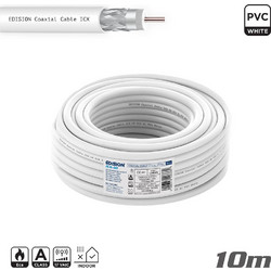 Edision Καλωδιο Coaxial ICX-10 Ccs Al Eca Pvc Λευκό 10m