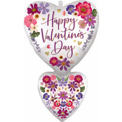 31" Μπαλόνι διπλή καρδιά Happy Valentine's Day