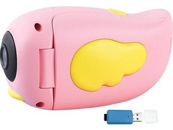 Docooler Video Camera Mini DV Camcorder Cartoon SLR 20MP 2,4 ιντσών οθόνη 32G κάρτα TF με Card Reader Επαναφορτιζόμενη συσκευή εγγραφής βίντεο Ροζ