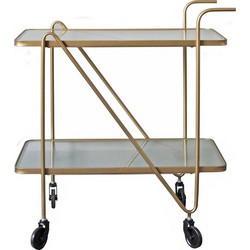Trolley Bar Γυάλινα Ράφια Μπρονζέ χρώμα 70x84 εκ. Zaros EP486