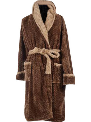Ρόμπα με κουκούλα Flannel Ανδρική / Γυναικεία Brown Extra Large