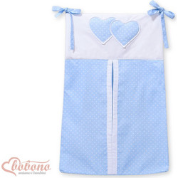Diaper bag- Hanging hearts white dots on blue
