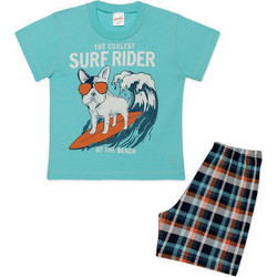 Minerva Coolest Surf Rider Παιδική Πιτζάμα Βαμβακερή Καλοκαιρινή Τιρκουάζ 90-62083-153