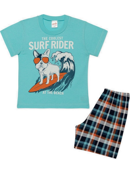 Minerva Coolest Surf Rider Παιδική Πιτζάμα Βαμβακερή Καλοκαιρινή Τιρκουάζ 90-62083-153