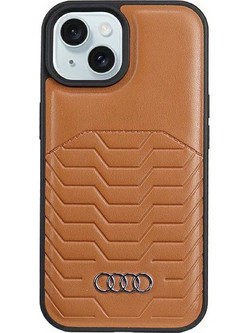 Audi Synthetic Leather Case with MagSafe for iPhone 15 Plus / 14 Plus - Brown