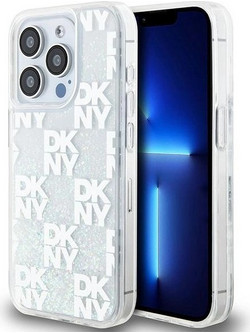 DKNY Liquid Glitter Multilogo case for iPhone 15 Pro - white