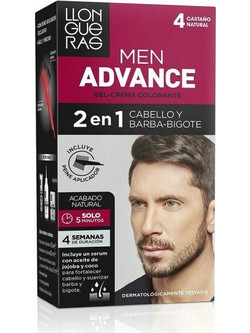 Llongueras Men Advance Gel-Crema 4 Καστανό Σαντρέ Ανδρική Μόνιμη Βαφή Μαλλιών
