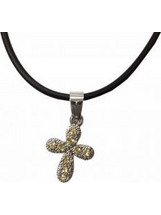 Kostibas 1321-142KY, Σταυρός, Stainless Steel, Ατσάλι, Στρας, Καουτσούκ, Κίτρινο