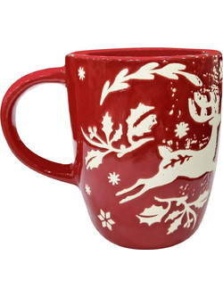 Κούπα κόκκινη ελάφια 13x10cm Xmasfest 1133857