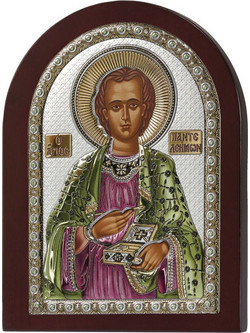MA-E1120-OX-C-Ασημένια εικόνα με μαγνητάκι Άγιος Παντελεήμων 4Χ6 εκ. - 46968
