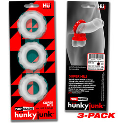Hunkyjunk HUJ C-Ring Ice Σετ Ελαστικά Δαχτυλίδια Πέους & Όρχεων Σιλικόνης Διαφανή 3τμχ