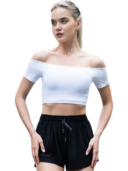 Lismina Comfortlux Off Shoulder Κοντομάνικο T-Shirt Άσπρο 085