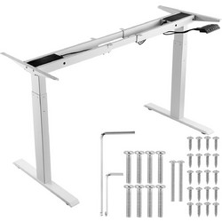 VEVOR Standing Desk Frame Dual Motor, Ρυθμιζόμενο ύψος 27,6"-46,1" & 43,3"-70,1" μήκος Ηλεκτρικά πόδια γραφείου υπολογιστή, Εργονομική βάση σταθμού εργασίας DIY για το σπίτι και το γραφείο (μόνο λευκό