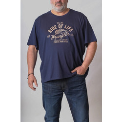 T-SHIRT WRANGLER K/Μ ΣΤΑΜΠΩΤΟ - ΜΠΛΕ ΣΚΟΥΡΟ