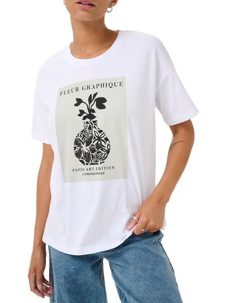 KAFFE Λευκό T-shirt με σχέδιο Fin 10509598 110601