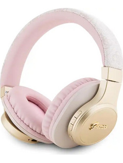 Guess PU 4G Script Ασύρματα Bluetooth Ακουστικά On Ear Ροζ