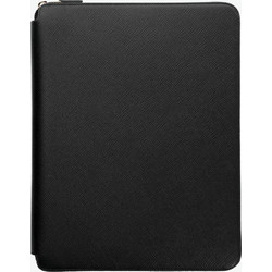 Smythson Leather A4 Zip Writing Folder Black
