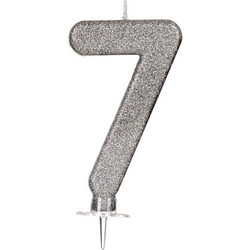 Κερί Γενεθλίων Γίγας Μαύρο με Ασημί Glitter Νο.7 - 10cm