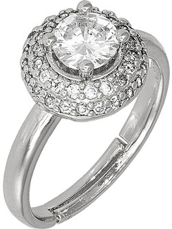 Ghetto Diamond Shaped CZ Gemstone Adjustable Δαχτυλίδι Silver