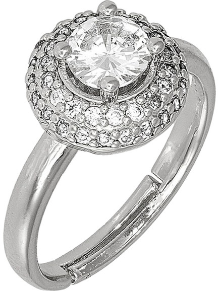 Ghetto Diamond Shaped CZ Gemstone Adjustable Δαχτυλίδι Silver