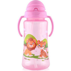 Lorelli Κύπελλο με Καλαμάκι & Χειρολαβές Pink 12m+ 330ml