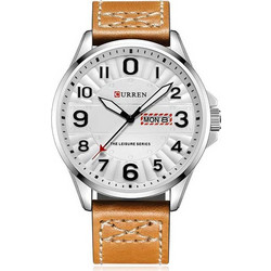 Curren Ανδρικό Ρολόι με Καφέ Δερμάτινο Λουράκι 8269 Brown/White
