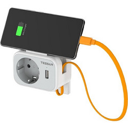 Μονόπριζο Tessan(1σούκο & 1Usb & 1Type-C) Λευκό