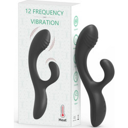 Midnight Black Heating Silicone Bunny Vibrator