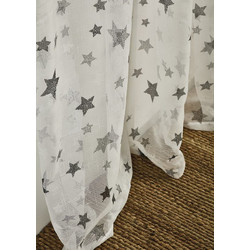 WhiteEgg K072-3 Παιδική Κουρτίνα με Τρέσα 270x280cm White/Black