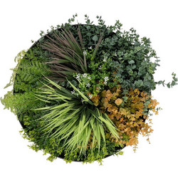 VARIOUS PLANTS ROUND WALL DISC 20688 Τεχνητό Διακοσμητικό Στρογγυλό Πάνελ Φυλλωσιάς - Κάθετος Κήπος Μιξ Μ50 x Π50 x Υ23