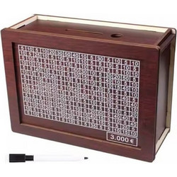 Ξύλινος DIY Κουμπαράς με Στόχο Αποταμίευσης έως 3000 Ευρώ - Καφέ