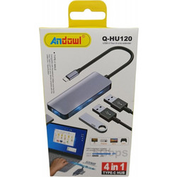 Andowl Q-HU120 USB Hub 3.0 USB-C με 4 Θύρες USB-A
