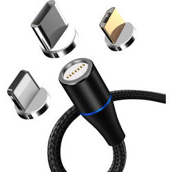 Maxlife Braided Magnetic USB to Lightning/Type-C/micro USB Cable 1m Μαύρο