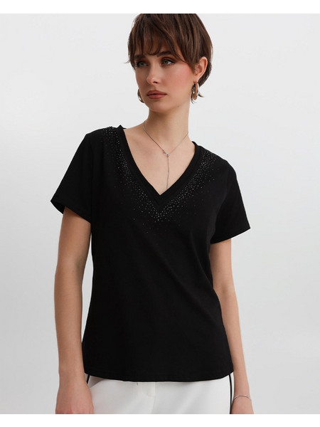 T-shirt Bill Cost με διακοσμητικές πέτρες Μαύρο